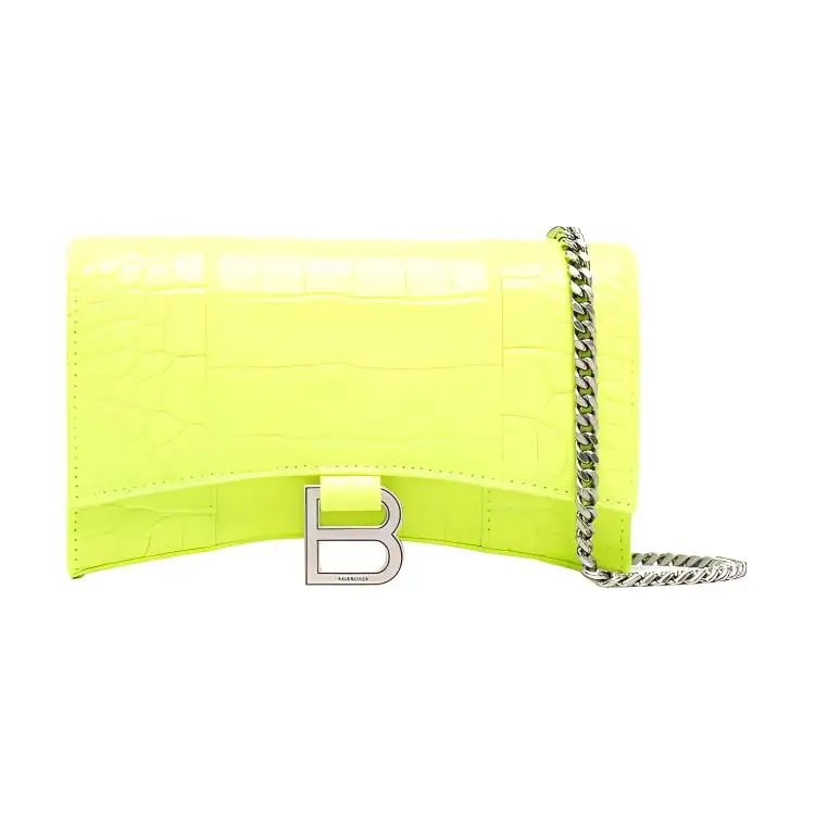 Balenciaga Hourglass Calfskin Shoulder Bag, Crossbody Bag, Wallet Women's Neon Green