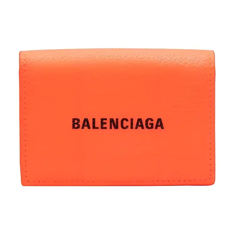 Balenciaga Cash Leather Card Holder Wallet Men's Orange