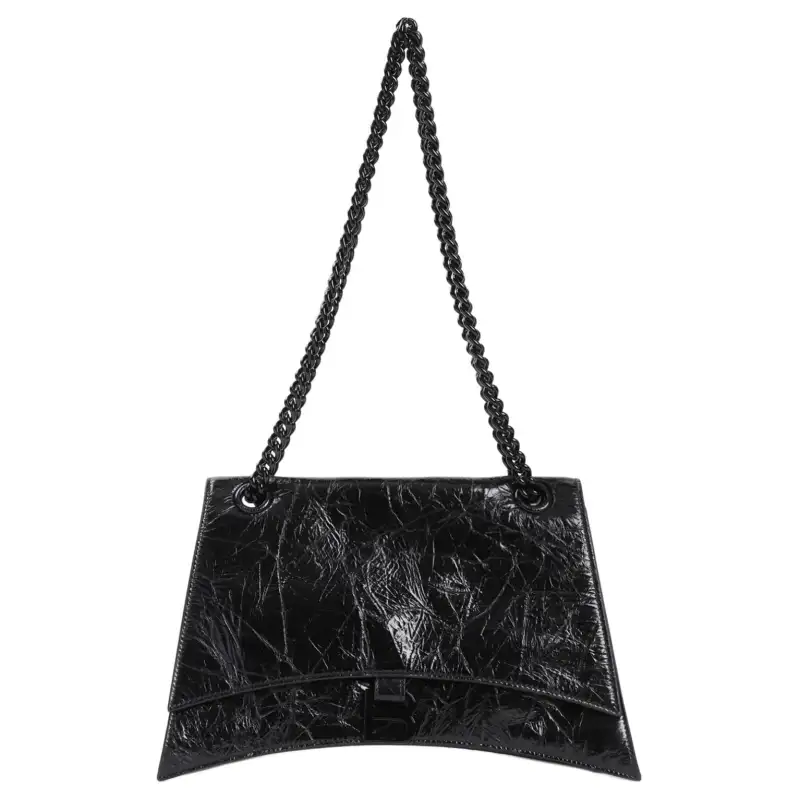 Balenciaga Crush Calfskin Chain Shoulder Bag Women's Black