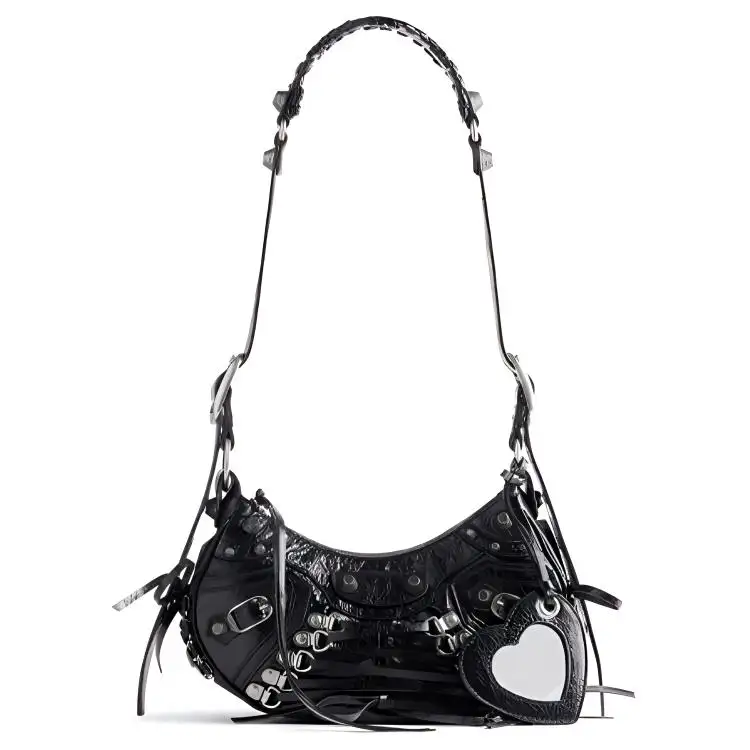 Balenciaga Le Cagole Lambskin Portable Crossbody Bag, Shoulder Bag Mini Women's Black