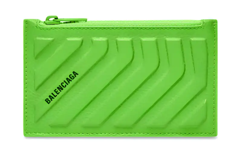 Balenciaga Car Embossed Cow Leather Card Holder, Coin Purse, Wallet Men's Turquoise