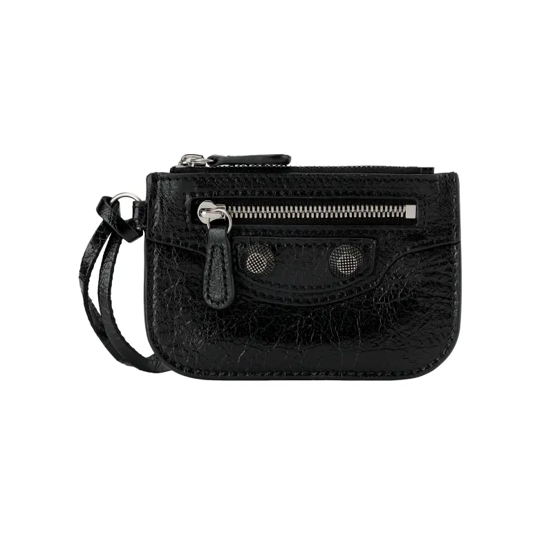 Balenciaga Le Cagole Lambskin Coin Purse Women's Black