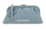 Balenciaga Cow Leather, Leather Clutch Women's Blue