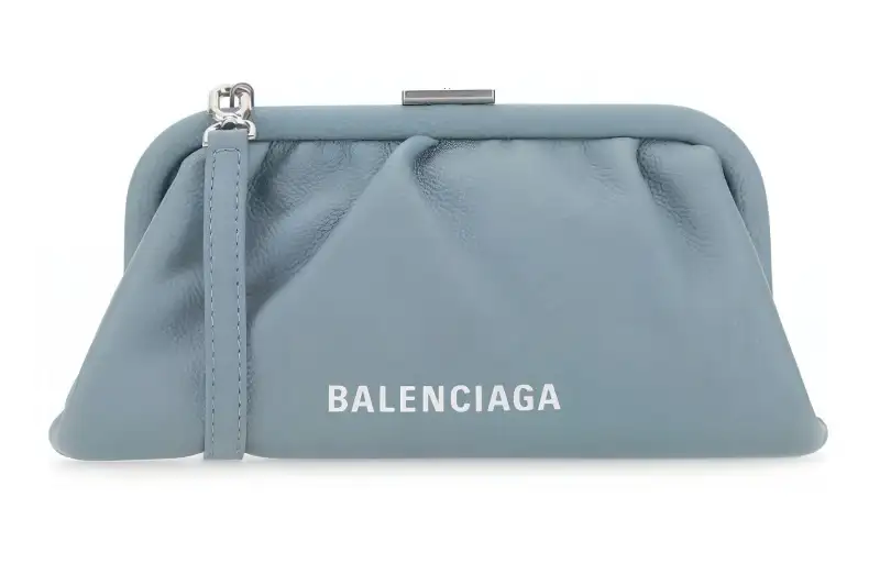 Balenciaga Cow Leather, Leather Clutch Women's Blue