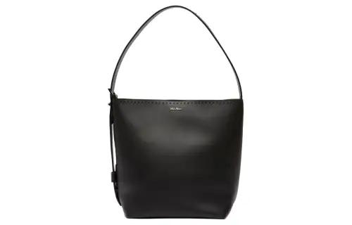 MaxMara Adjustable magnetic straps, button, leather black one-shoulder bag, clips included