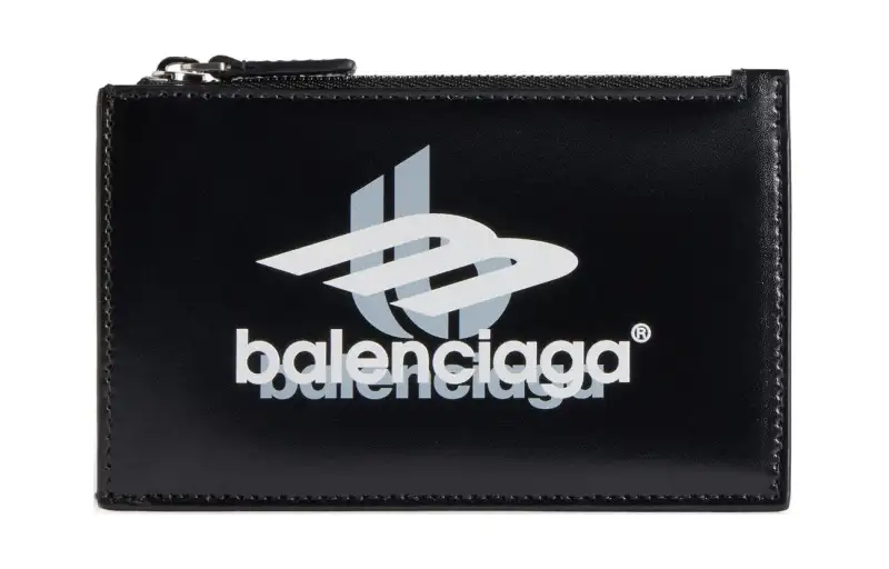 Balenciaga Calfskin Card Holder Large Men's Black & White