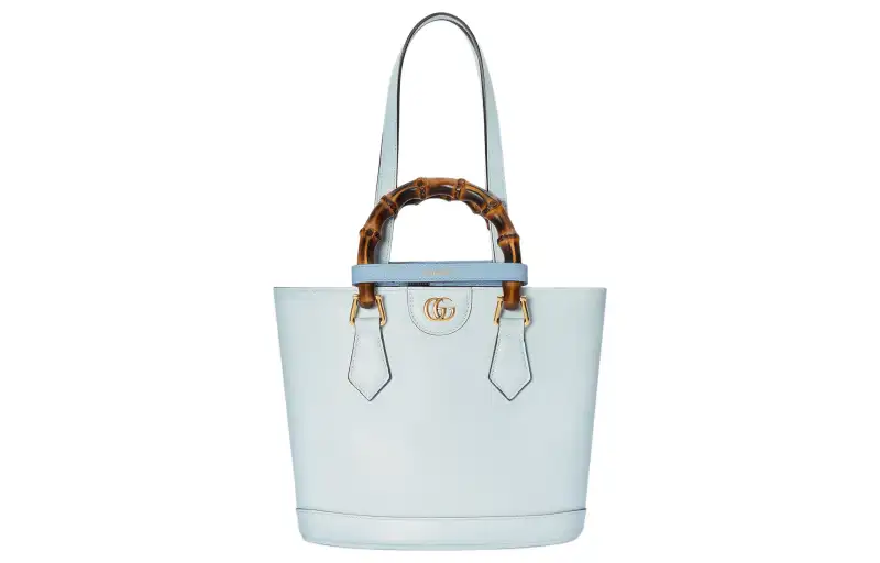 GUCCI Diana Leather Tote Bag, Shopping Bag, Shoulder Bag, Handbag Small Women's Light Blue