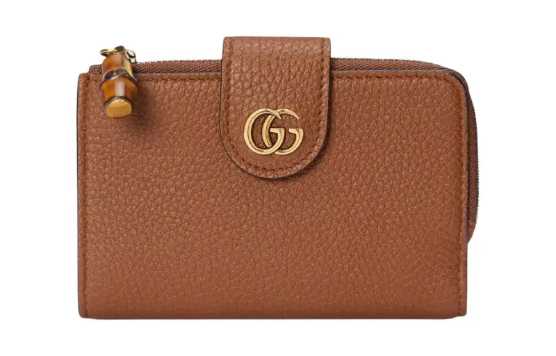 GUCCI Leather Wallet Medium Women's Brown