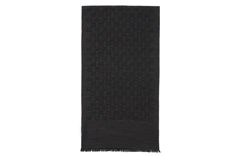 GUCCI Scarf/Stole Unisex SILK Mixed Dark Gray