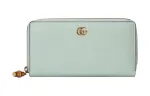 GUCCI Double G Leather Wallet Women's Light Green
