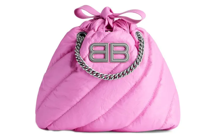 Balenciaga Crush Cow Leather Shoulder Bag, Crossbody Bag Extra Mini Women's Pink