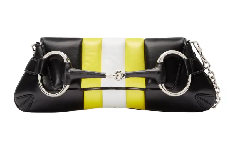 GUCCI HORSEBIT CHAIN Leather Shoulder Bag Women's Black