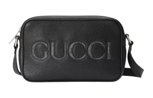GUCCI Adjustable Strap Leather Crossbody Bag, Shoulder Bag Men's Black