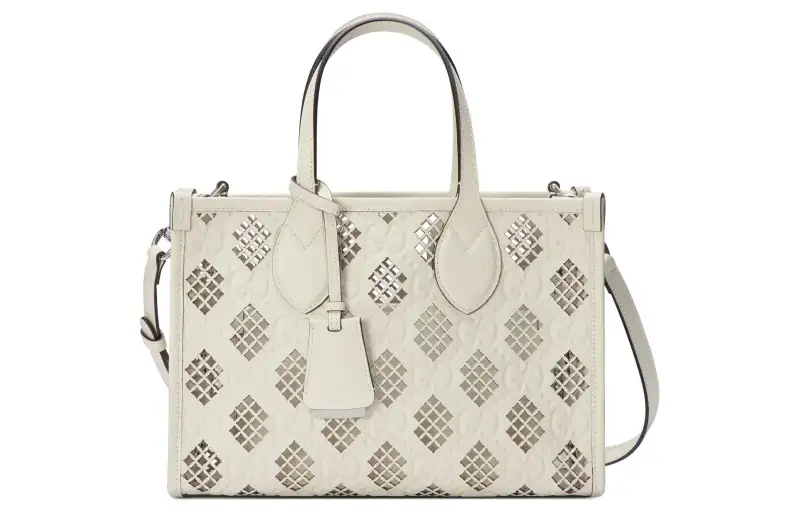 GUCCI Ophidia Leather Tote Bag, Shopping Bag, Handbag Small Women's Ecru