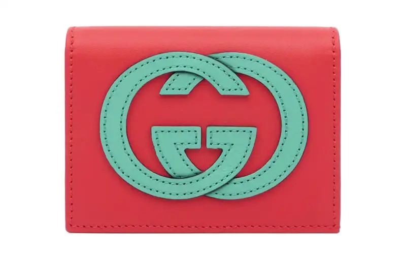 GUCCI Cow Leather Wallet Women's Red