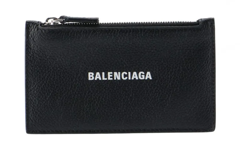 Balenciaga Grain Cow Leather Card Holder Men's Black