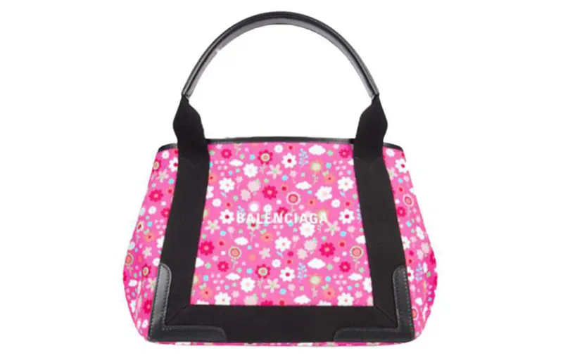 Balenciaga Canvas With Leather Tote Bag, Shopping Bag, Canvas Bag, Handbag Women's Pink