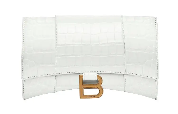 Balenciaga Hourglass Cow Leather Hourglass Bag, Shoulder Bag Women's White