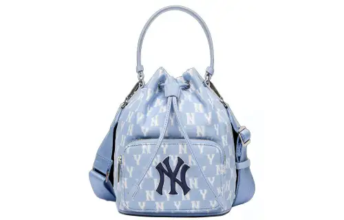MLB Monogram Collection Polyester Bucket Bag, Handbag, Shoulder Bag, Crossbody Bag Regular Women's Blue