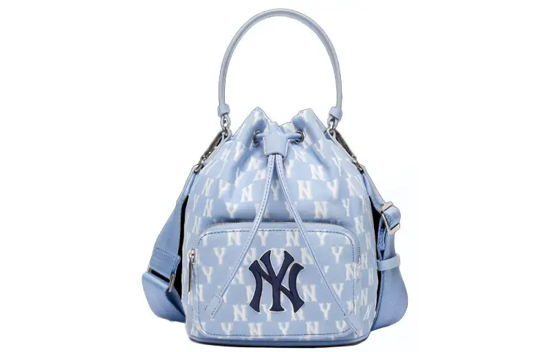 MLB Monogram Collection Polyester Bucket Bag, Handbag, Shoulder Bag, Crossbody Bag Regular Women's Blue
