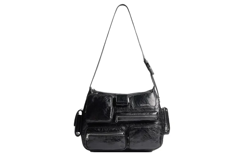 Balenciaga Superbusy Arena Lambskin Messenger Bag, Handbag, Shoulder Bag Men's Black