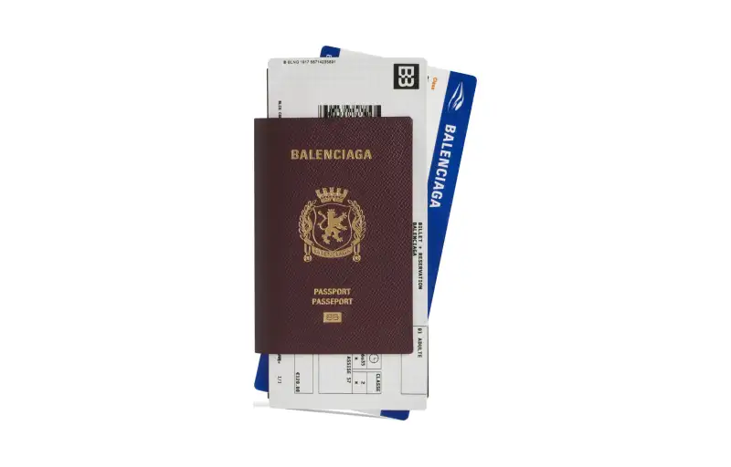Balenciaga Calfskin Passport Holder Men's Dark Red