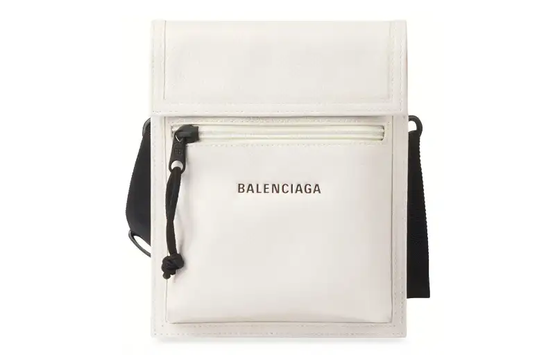 Balenciaga Cow Leather Coin Purse, Shoulder Bag, Crossbody Bag Men's White