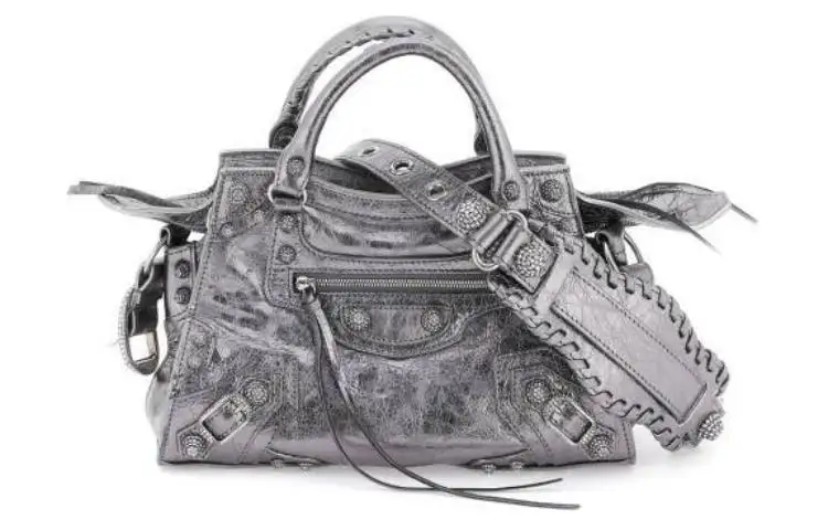 Balenciaga Neo Cagole Lambskin Shoulder Bag, Crossbody Bag, Handbag Extra Small Women's Silver