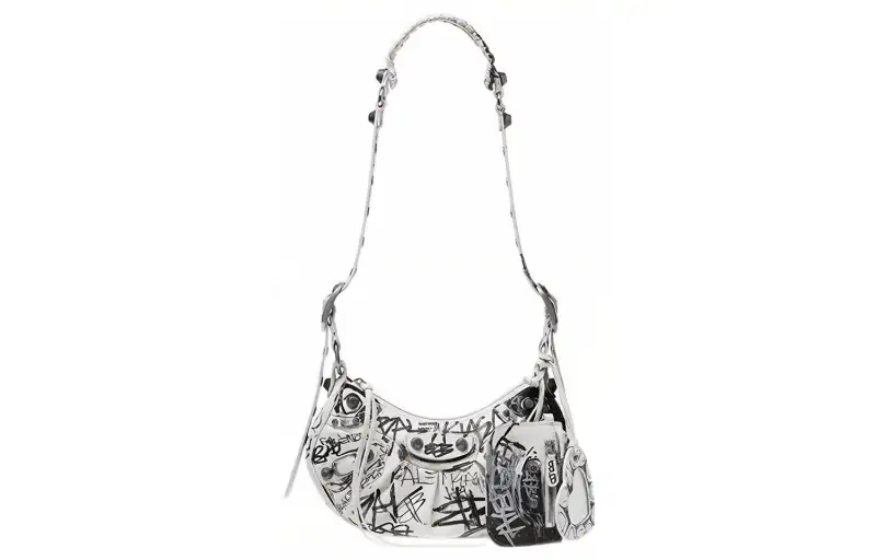 Balenciaga Le Cagole Sheepskin Shoulder Bag, Handbag Small Women's White