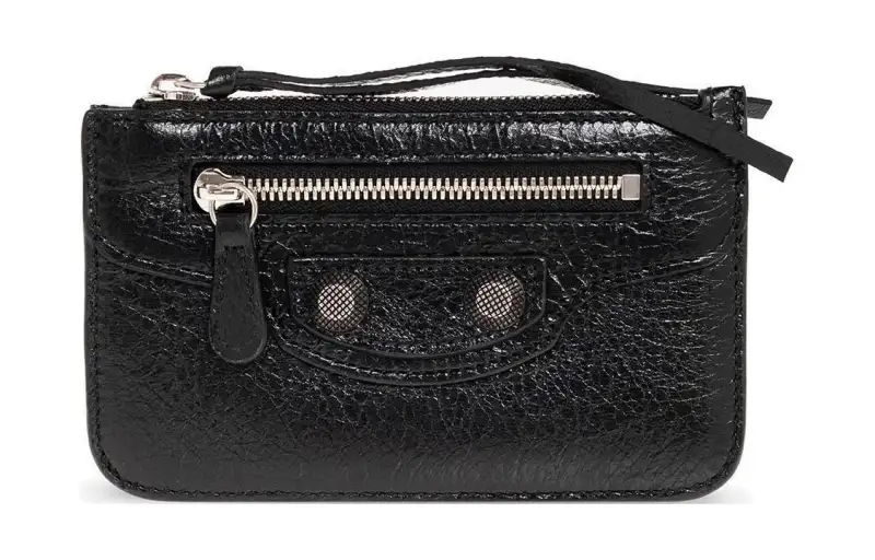 Balenciaga Le Cagole Zip Closure Leather Card Holder Women's Black