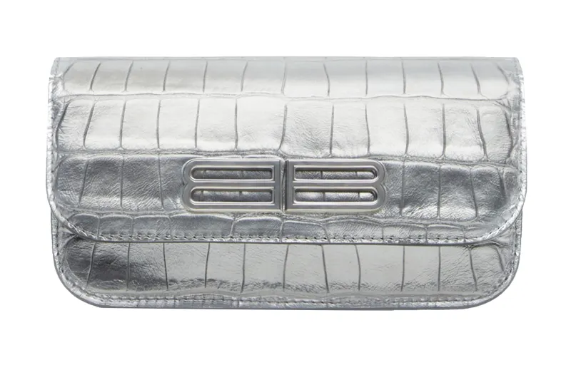 Balenciaga Gossip Cow Leather Shoulder Bag, Crossbody Bag Regular Women's Silver