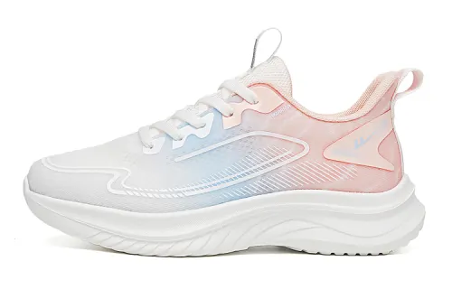 Warrior casual shoes, women's shoes, mesh sneakers, travel shoes, breathable and lightweight, low-top running shoes, women's white, pink and blue