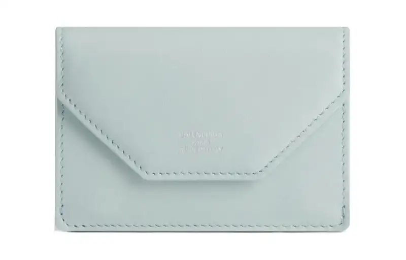 Balenciaga Smooth Calfskin Wallet Mini Women's Light Blue