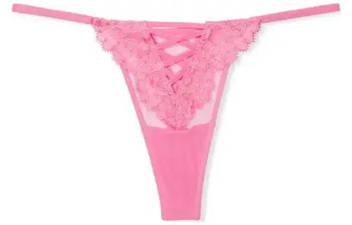 Victoria's Secret Victoria's Secret DREAM ANGELS Boho Floral Thong Panty/Multicolored Bohemian style floral embroidered comfortable T-string panties women's 1 pack peach pink