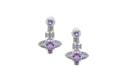 Vivienne Westwood Maitena MAITENA EARRINGS sphere pattern decoration brass earrings same style for men and women, silver/purple