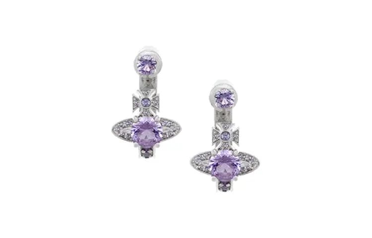 Vivienne Westwood Maitena MAITENA EARRINGS sphere pattern decoration brass earrings same style for men and women, silver/purple