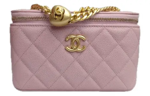 CHANEL Chanel 24P Spring and Summer Series Love Golden Ball Diamond Pebbled Cowhide Box Bag Shoulder Bag Small Women’s Cherry Blossom Pink