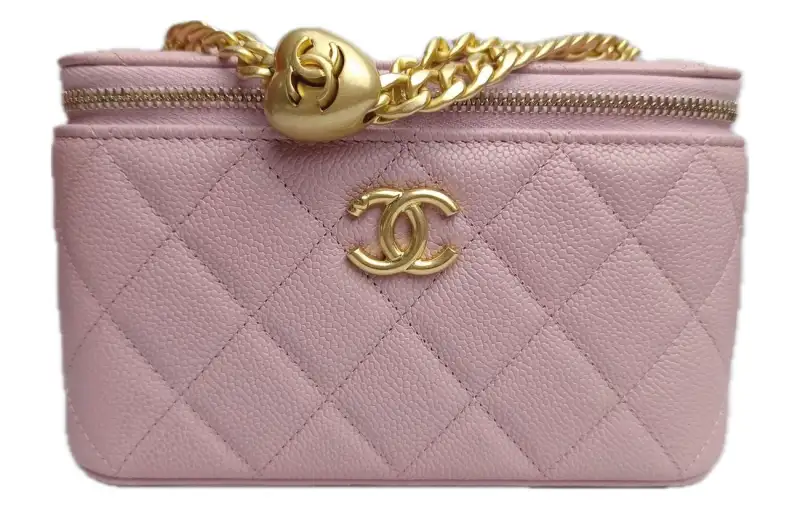 CHANEL Chanel 24P Spring and Summer Series Love Golden Ball Diamond Pebbled Cowhide Box Bag Shoulder Bag Small Women’s Cherry Blossom Pink