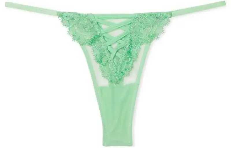 Victoria's Secret Victoria's Secret DREAM ANGELS Boho Floral Thong Panty Bohemian style floral embroidered comfortable thong panties women's 1 pack grass green