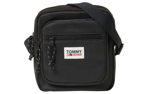Tommy Hilfiger Zip Closure Polyester Crossbody Bag, Shoulder Bag Unisex Black