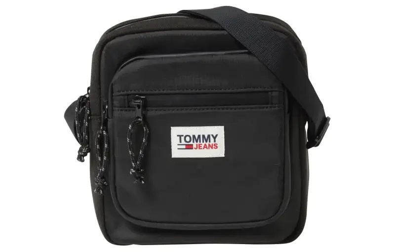 Tommy Hilfiger Zip Closure Polyester Crossbody Bag, Shoulder Bag Unisex Black