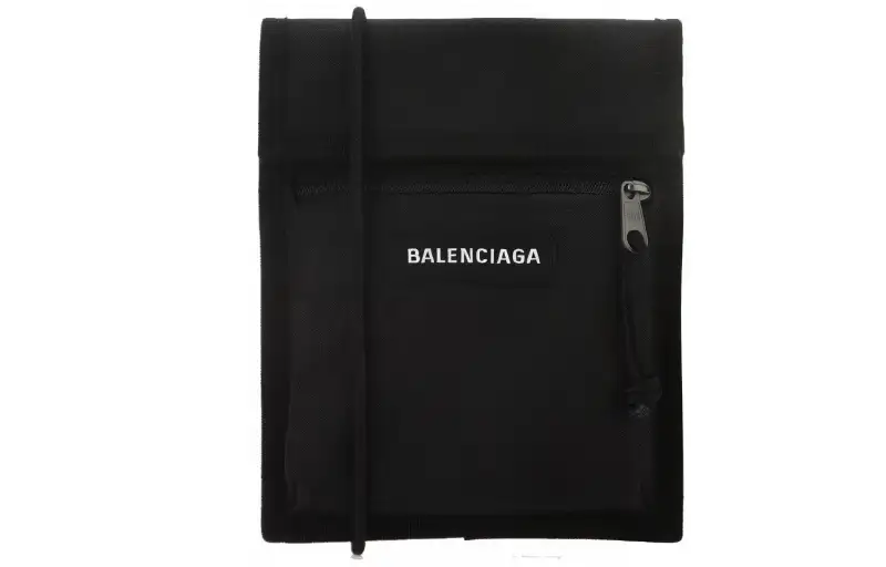 Balenciaga Explorer Nylon Fabric Portable Crossbody Bag, Shoulder Bag Men's Black