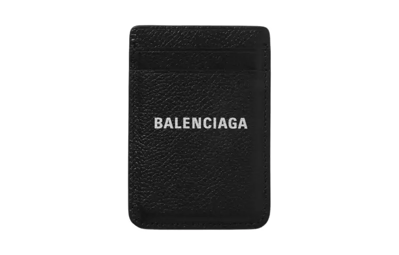 Balenciaga Full Grain Leather Card Holder Men's Black