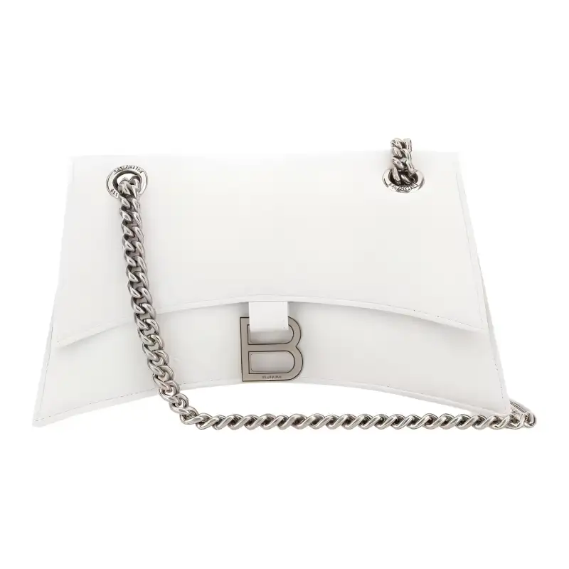 Balenciaga Crush Burnished Cow Leather Portable Crossbody Bag, Shoulder Bag Small Women's White