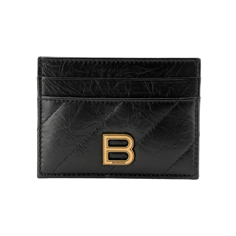 Balenciaga Logo Plaque Quilted Cardholder