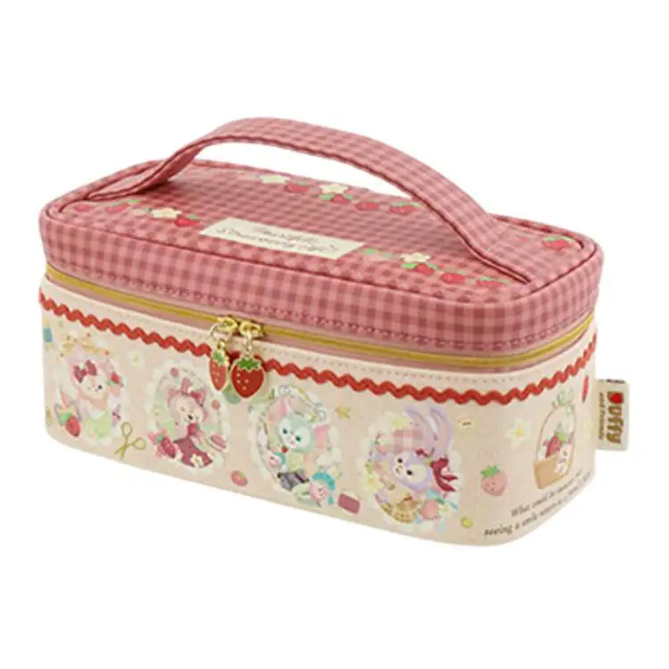 Disney 2024 Duffy And Friends Heart Shaped Strawberry PU Leather Makeup Bag Unisex Multicolor