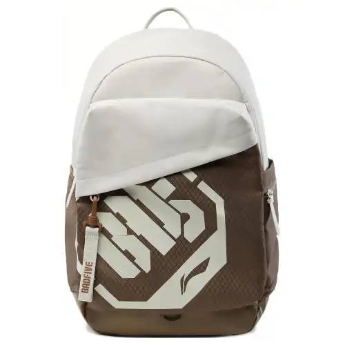 Li Ning Polyester Backpack Regular Unisex Oat Gray & Brown
