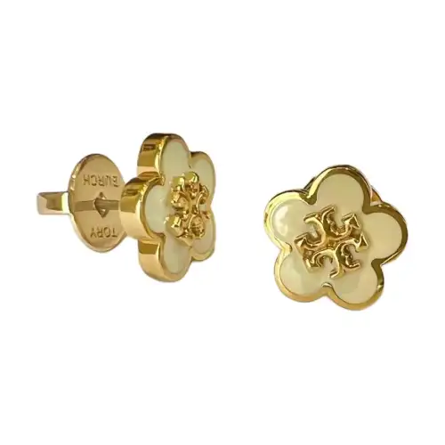 TORY BURCH Brass earrings, with your logo imprint, print
