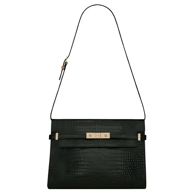 SAINT LAURENT Manhattan Leather Crossbody Bag, Shoulder Bag Women's Dark Green