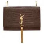 SAINT LAURENT Kate Cow Leather Chain Shoulder Bag, Crossbody Bag Medium Women's Brown